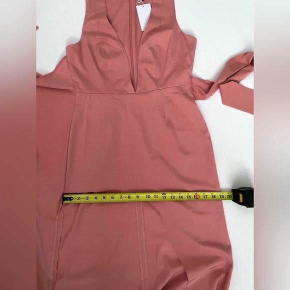 Lovers & Friends CHICHIRA GOWN Pink satin faux wrap plunge neck maxi gown m - Picture 5 of 12